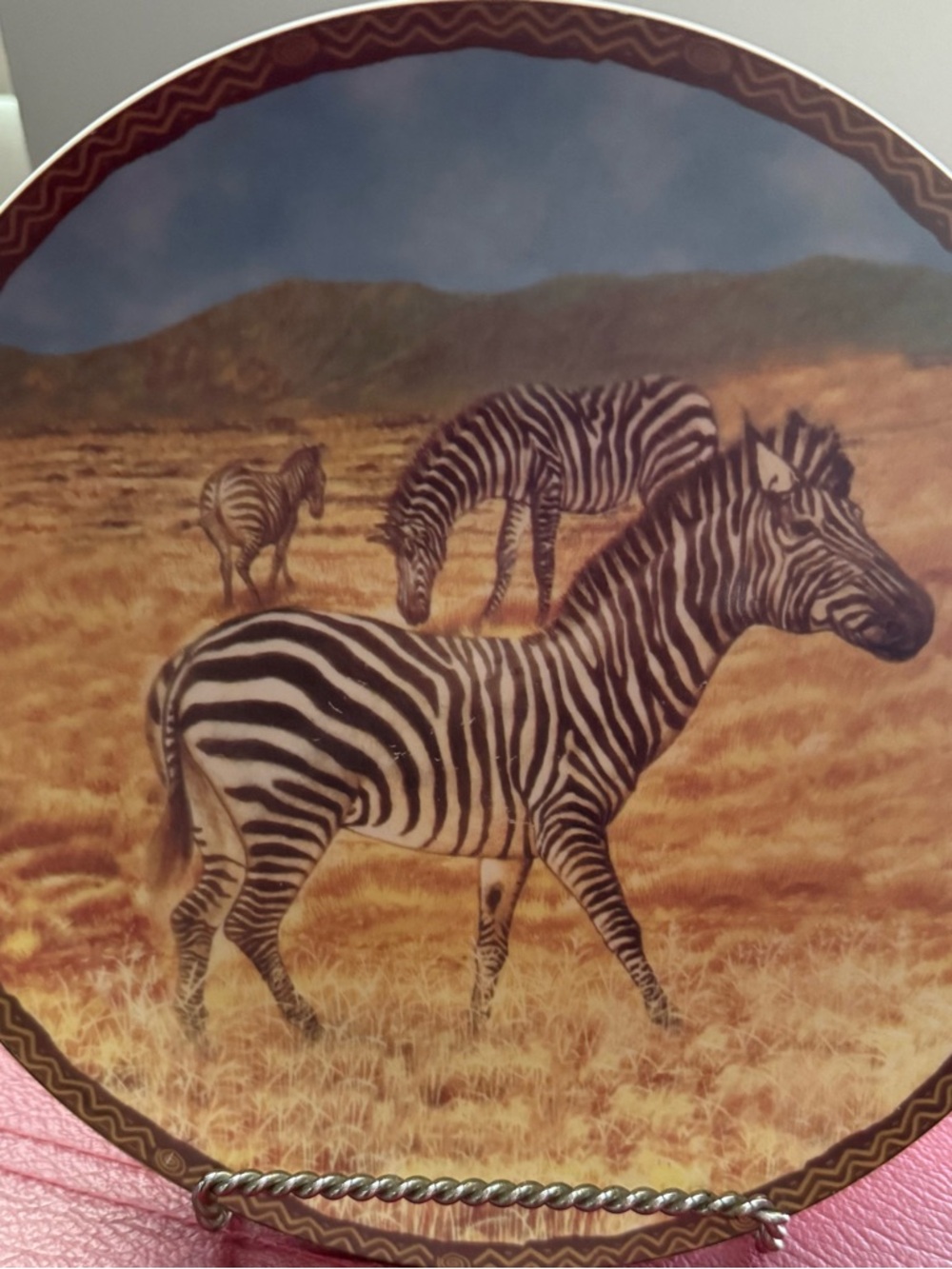 Formalities by Baum Bros. Jungle Animals Zebra Decorative Plate Vintage 8 Inches